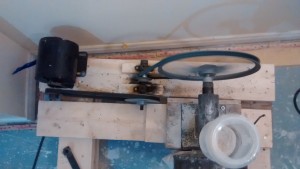 Grain mill power drive - view from the top