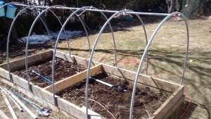 Frame of the medium height hoop house constructed