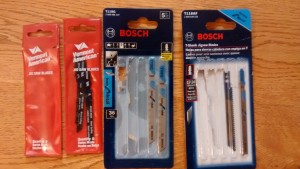 A selection of Jigsaw blades for cutting the stainless steel sheets