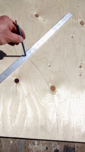 Laying out the template for the wood fired pizza oven.