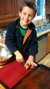 Junior Baker engaged in cookie fabrication!