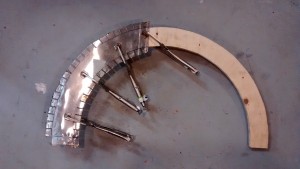 First front segment clamped and ready for the tabs to be bent down.