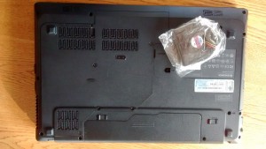 Bottom of the laptop along with replacement fan