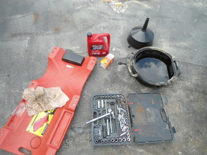 Supplies for an oil change