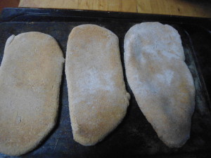 Whole wheat naan on baking sheet