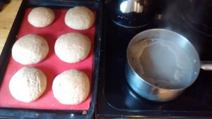 Pretzel buns formed ready to boil